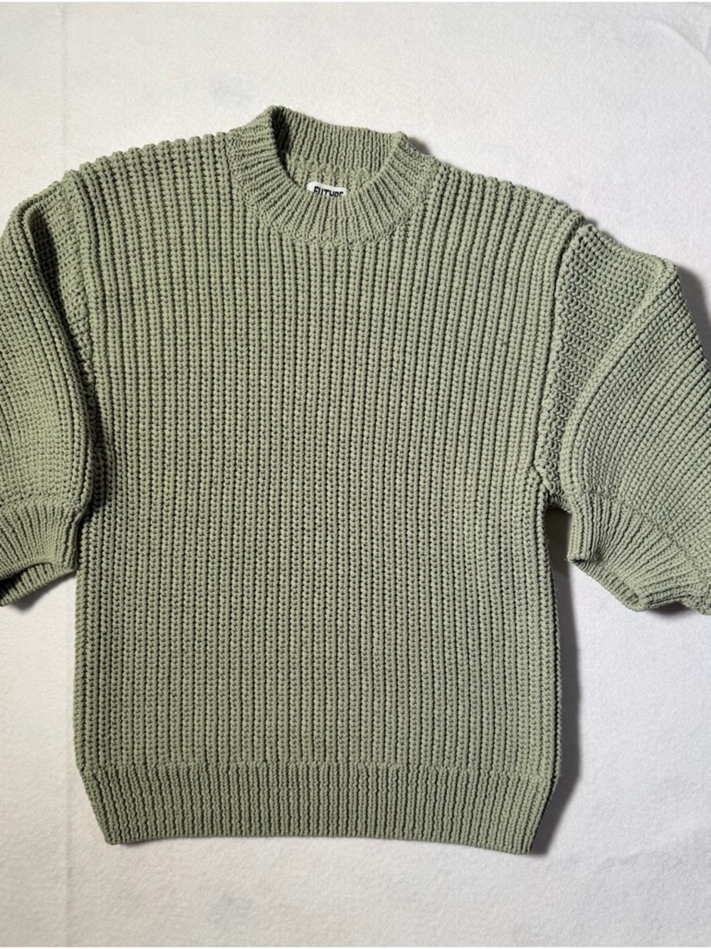Women’s Sage Green Chunky Knit Sweater with 3/4 sleeves